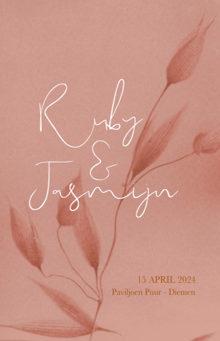 Trouwkaart - Blush Bamboe Roze