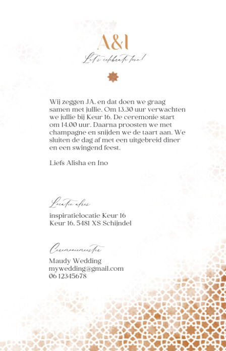 Trouwkaart - Bohemian Morocco Sierlijk