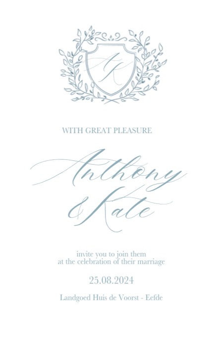 Trouwkaart - Bridgerton Monogram Blauw