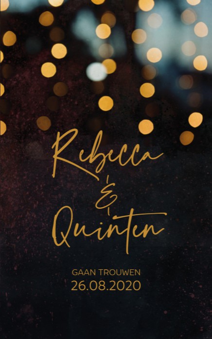 Trouwkaart - Dark en Moody Goud Dubbel