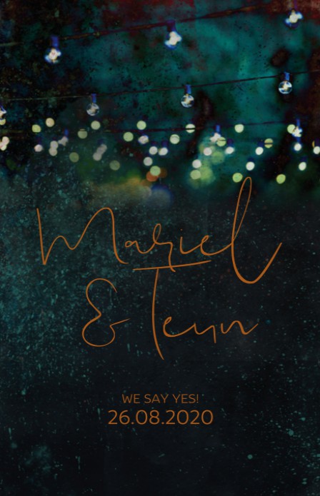 Trouwkaart - Dark Festival Lampjes Koper