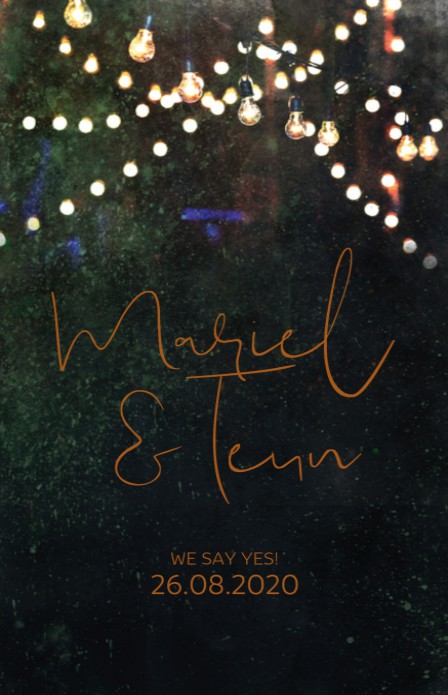 Trouwkaart - Darkgreen Lampjes Koper