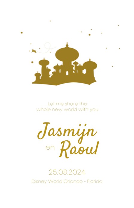 Trouwkaart - Disney Inspired Aladdin Gold