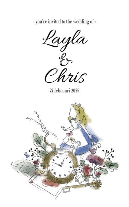 Alice in Wonderland Trouwkaart Voor