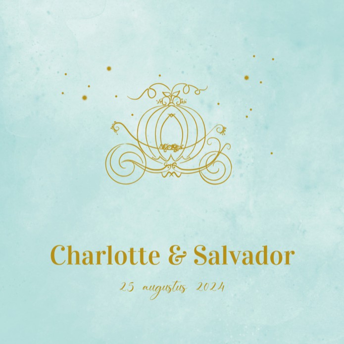 Trouwkaart - Disney Inspired Koets blauw