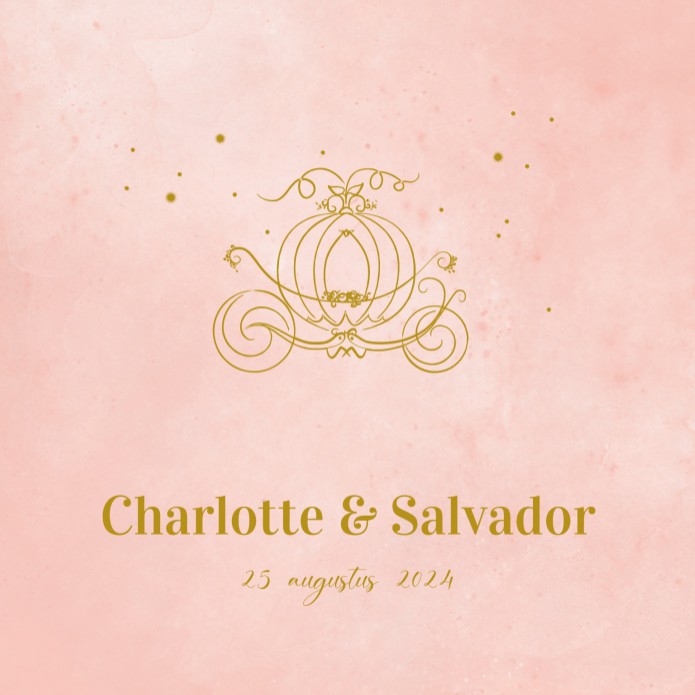 Trouwkaart - Disney Inspired Koets roze