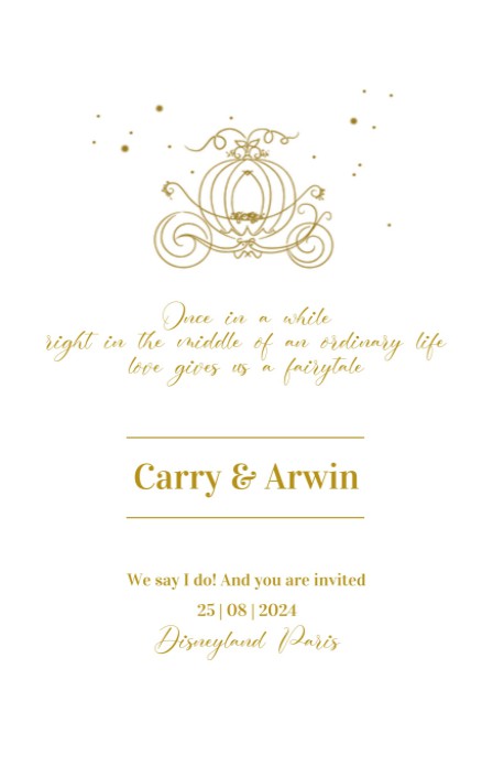 Trouwkaart - Disney Inspired Sprookjes Koets