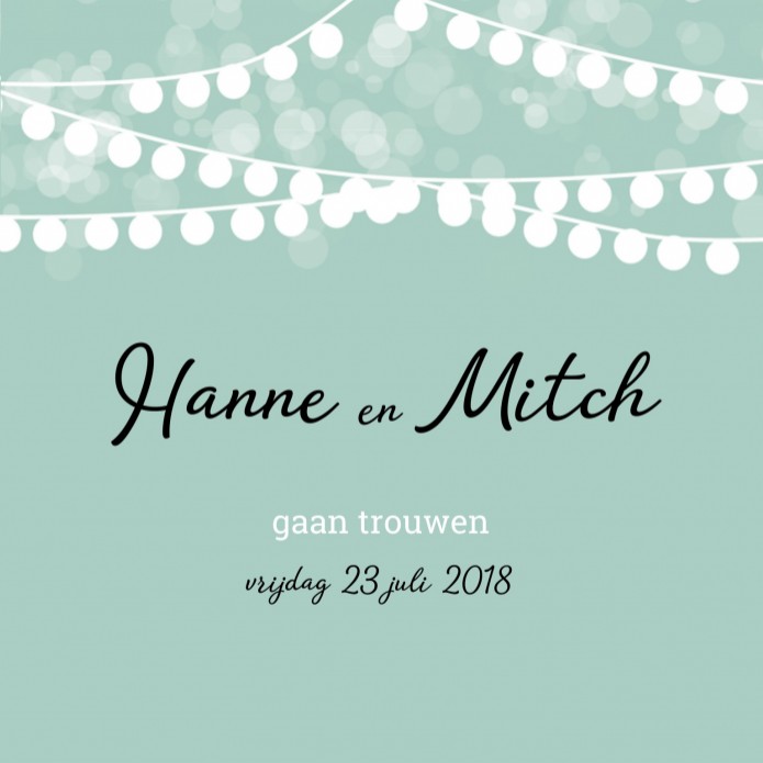 Trouwkaart - Festival Lampjes groen