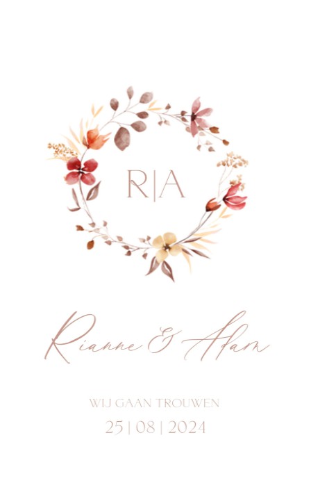 Trouwkaart - Flowers krans
