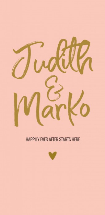 Trouwkaart - Goud Tint Typografisch Roze