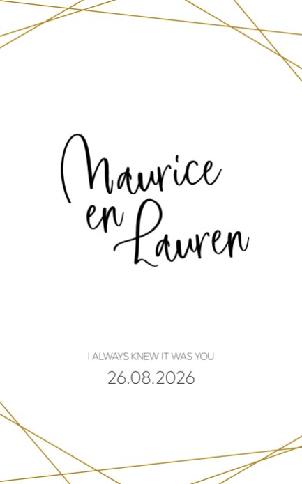 Trouwkaart Gouden streepjes voor