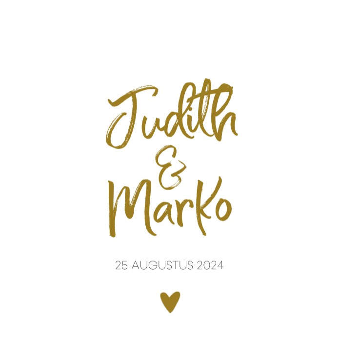 Trouwkaart - Goud Tint Letters