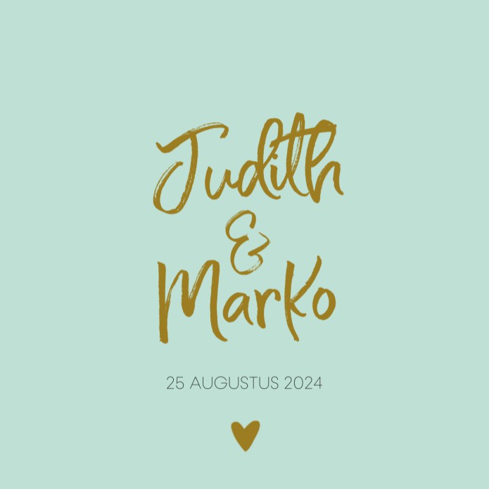 Trouwkaart - Goud Tint Letters Mintgroen