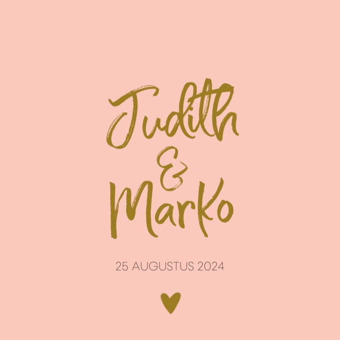 Trouwkaart - Goud Tint Letters Roze