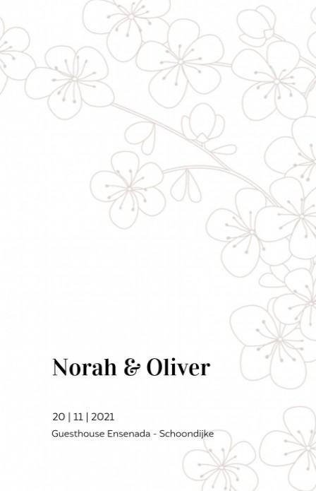 Trouwkaart - Minimalistic Flowers Oudroze
