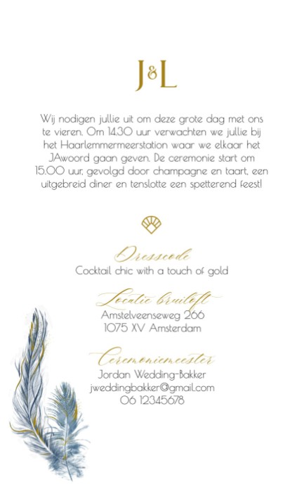 Modern Twenties trouwkaart achter