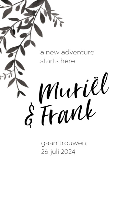 Trouwkaart - Puur Natuur Takjes Zwart-Wit