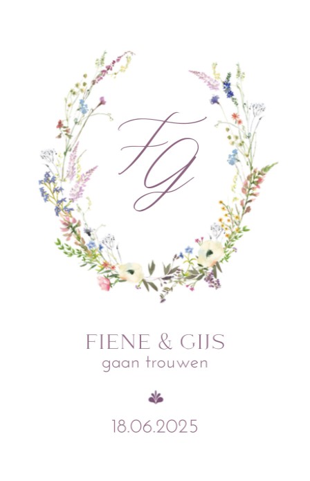Trouwkaart - Veldbloemen