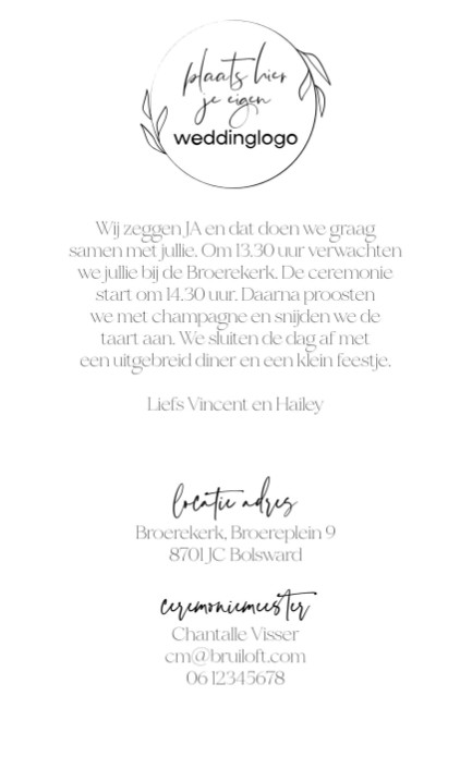 Weddinglogo fotokaart achter