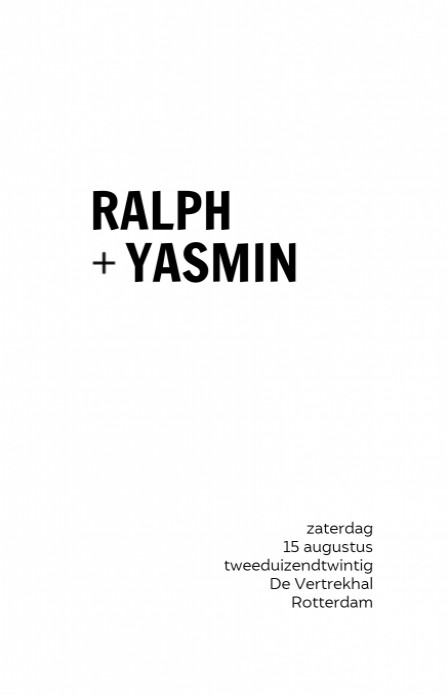 Trouwkaart - Zwart Wit Typografisch Strak