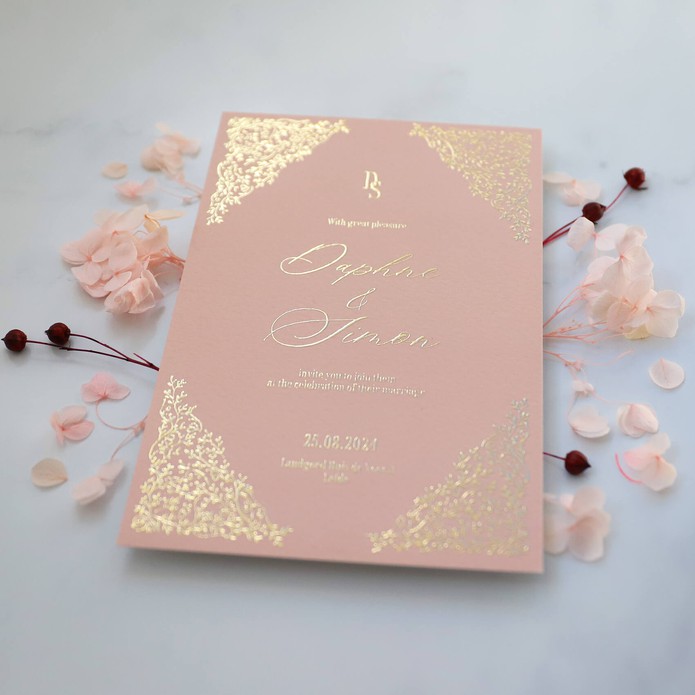 FOLIE Trouwkaart - Bridgerton Bloemen Roze