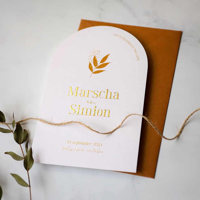 FOLIE VORM Trouwkaart - Confetti Takje Goud