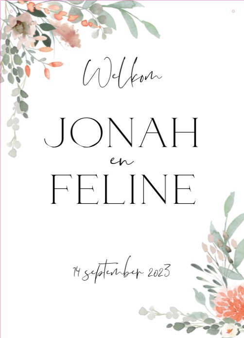 Welkomstbord Bloemen Peach