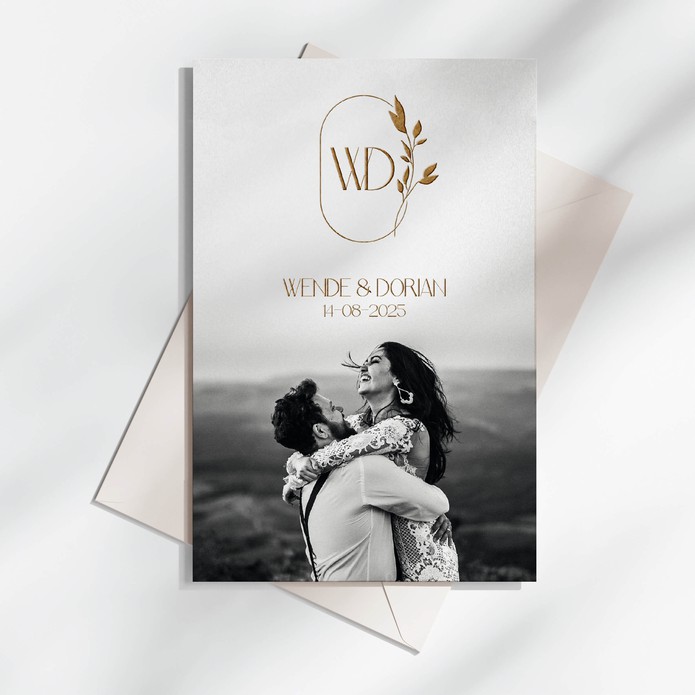 FOLIE Trouwkaart - Weddinglogo Nature met foto