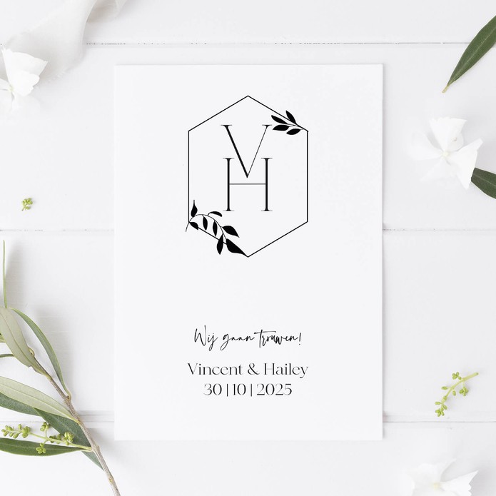 Trouwkaart - Weddinglogo Minimalistic